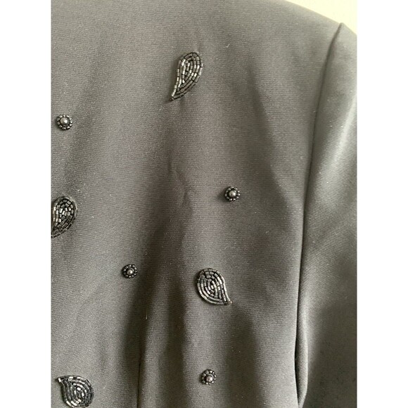 Morgan Taylor Evening Size 4 Black Beaded Dress Knee Length Short Sleeve - Picture 7 of 7